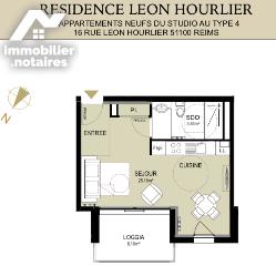 Appartement de 36m2 - 1 pièce - Reims
