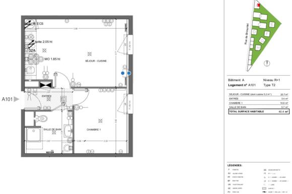 Appartement de 40m2 - 2 pièces - Reims - Quartier Place Luton