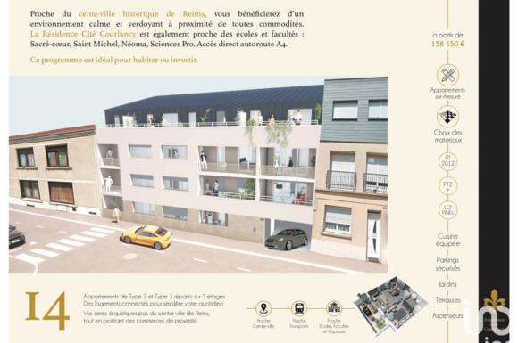Appartement de 49m2 - 2 pièces - Reims - Quartier Courlancy