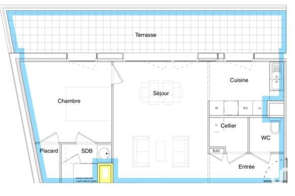 Appartement de 51m2 - 2 pièces - Reims - Quartier Cernay - Dauphinot