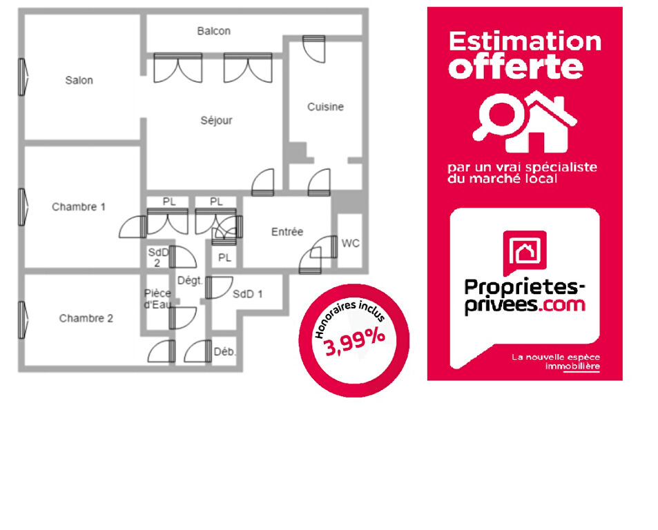 Appartement de 92m2 - 4 pièces - Reims - Quartier La Neuvillette