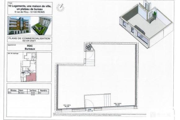 Local commercial de 65m2 - Reims - Quartier Clairmarais