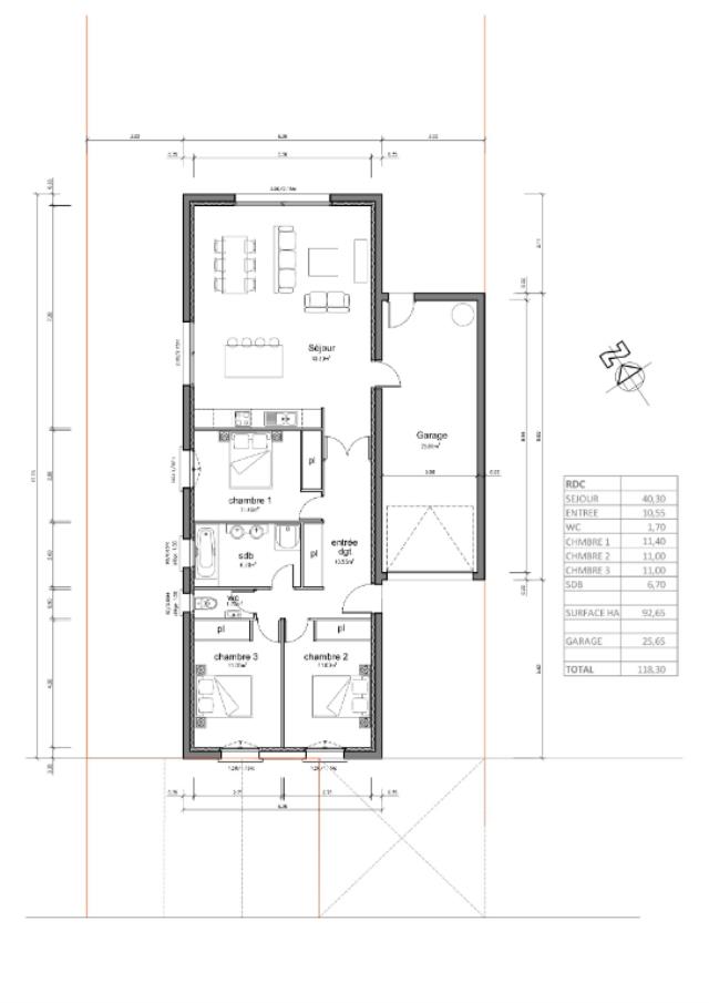 Maison de 92m2 - 4 pièces - Reims